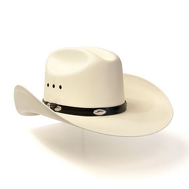 Natural Straw Western Cattleman Hat with Silver Concho Hat Band