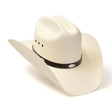 Natural Straw Western Cattleman Hat with Silver Concho Hat Band