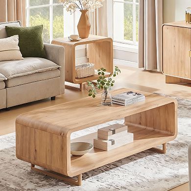 2-Tier Rectangular Coffee Table with Storage
