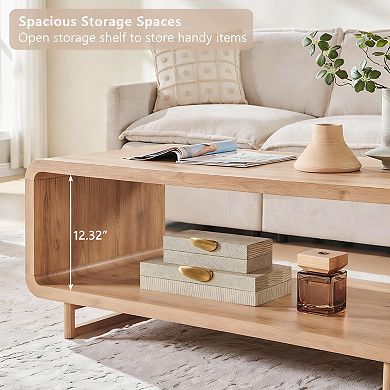 2-Tier Rectangular Coffee Table with Storage