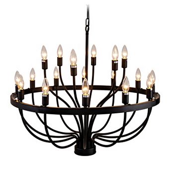 ELEMENT ACE Industrial Vintage 18-Light Candle Style Chandelier Fixture for Dining Living Room