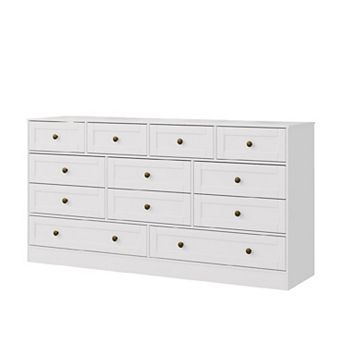 12 Drawers Wooden Dressers for Bedroom, Wood Chest of Drawers Clothes Storage Organizer