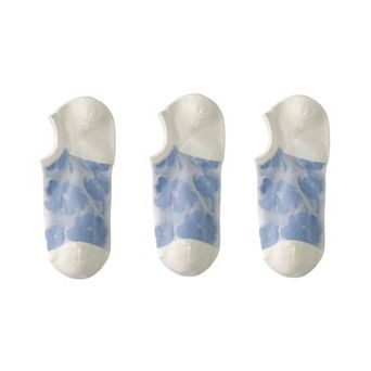 3-Pair Sheer No Show Socks Floral Pattern Lightweight Soft Knit Comfortable Everyday Sock Set