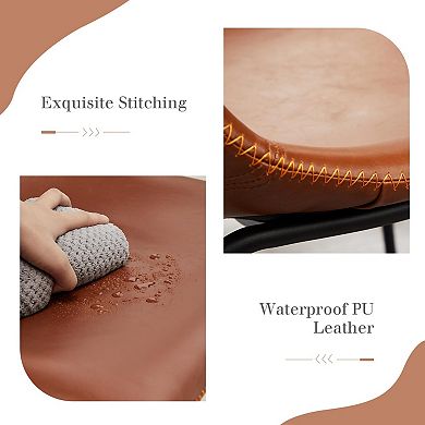 26" Counter Height Bar Stools Set of 2, Modern Faux Leather, Rustic Design, Easy Assembly