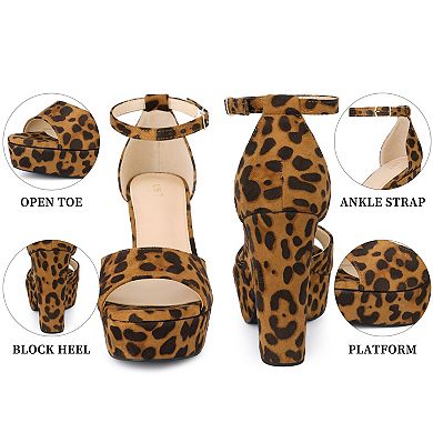 Women's Velvet Open Toe High Platform Ankle Strap Chunky Heel Sandals