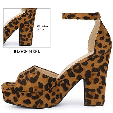 Women's Velvet Open Toe High Platform Ankle Strap Chunky Heel Sandals