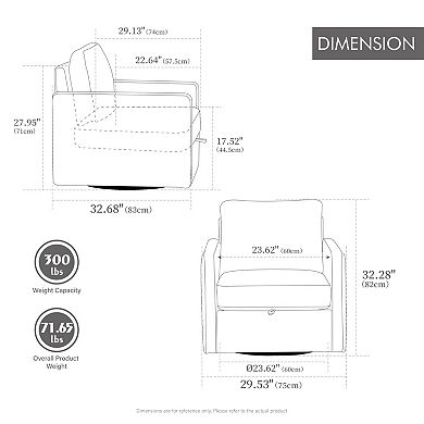 GOODSILO Upholstered Swivel Armchair with Hidden Storage and Diamond-Tufted Armrests