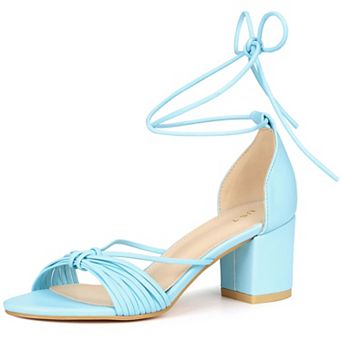 Women's Strappy Knot Lace Up Block Heel Sandals