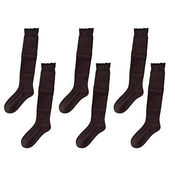 Women's 6 pk Cable Knit Knee-High Socks - Warm Textured Socks for Casual Winter & Cozy Daily Wear