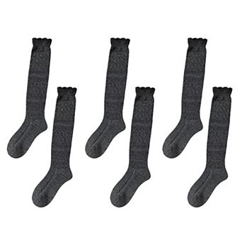 Women's 6 pk Cable Knit Knee-High Socks - Warm Textured Socks for Casual Winter & Cozy Daily Wear