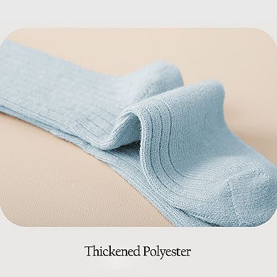 Women's 6pk Ribbed Slouch Socks with Striped Cuff - Warm & Stylish Mid-Calf Socks