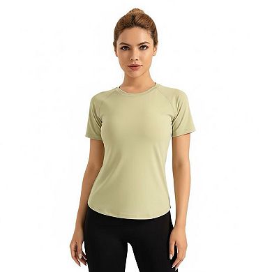 Women's Workout Crop Tops Mesh Short Sleeve Shirts for Running Gym Yoga Athletic Exercise