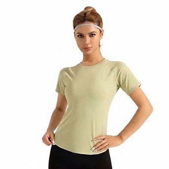 Women's Workout Crop Tops Mesh Short Sleeve Shirts for Running Gym Yoga Athletic Exercise