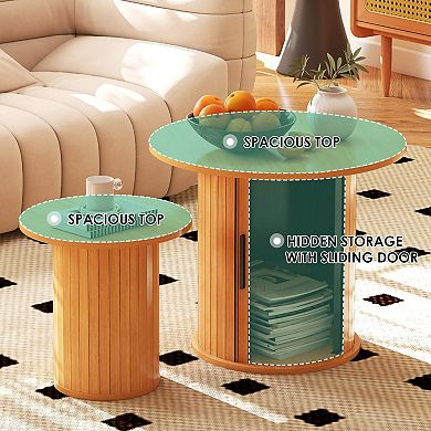 2-Piece Nesting Coffee Table Set with Hidden Storage