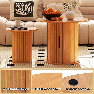 2-Piece Nesting Coffee Table Set with Hidden Storage