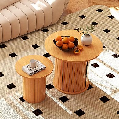 2-Piece Nesting Coffee Table Set with Hidden Storage