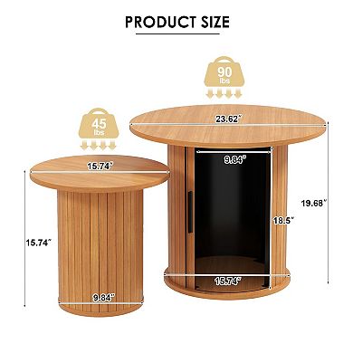 2-Piece Nesting Coffee Table Set with Hidden Storage