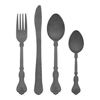 4 pc Silverware Set, Stainless Steel Flatware with Knife, Spoon, Tea Spoon, and Fork Set
