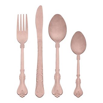 4 pc Silverware Set, Stainless Steel Flatware with Knife, Spoon, Tea Spoon, and Fork Set