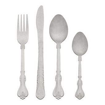 4 pc Silverware Set, Stainless Steel Flatware with Knife, Spoon, Tea Spoon, and Fork Set