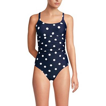 Women's Lands' End Tie Back Ruched One-Piece Swimsuit