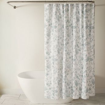 Home Collection Cotton Blend Floral Print Shower Curtain