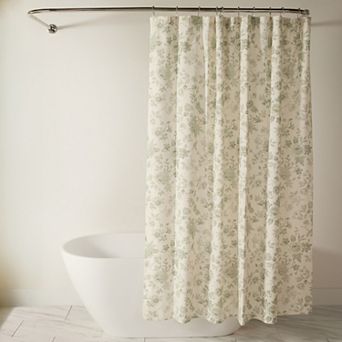 Home Collection Cotton Blend Floral Print Shower Curtain