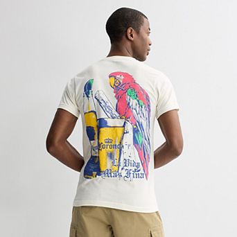 Men's Corona Front & Back Print Parrot Graphic Tee