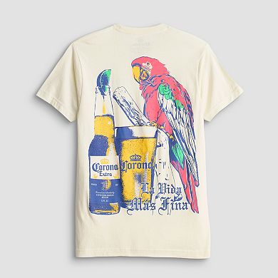 Men's Corona Front & Back Print Parrot Graphic Tee