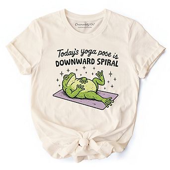 Yoga Frog Downward Spiral T-Shirt, Funny Mental Health Humor Tee