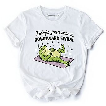 Yoga Frog Downward Spiral T-Shirt, Funny Mental Health Humor Tee