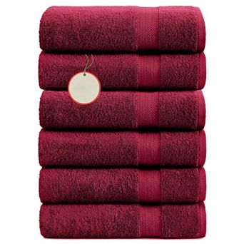 6 Pack 24x48" Cotton Towels - Soft, Quick Dry, Multi-Use