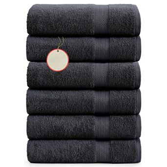 6 Pack 24x48" Cotton Towels - Soft, Quick Dry, Multi-Use