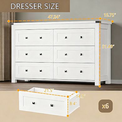 6-Drawer Modern Storage Chest for Bedrooms & Living Rooms
