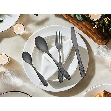 4 Piece Silverware Set, Set for 1 Stainless Steel Floral Flatware, Set Includes Knife Fork Spoons