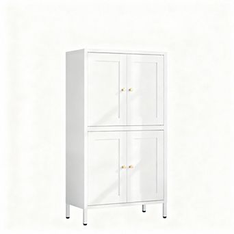 4-Door Tall Metal Cabinet with 2 Adjustable Shelves - 180lbs Capacity