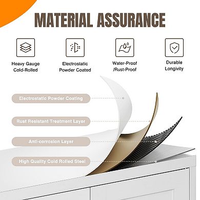 4-Door Tall Metal Cabinet with 2 Adjustable Shelves - 180lbs Capacity