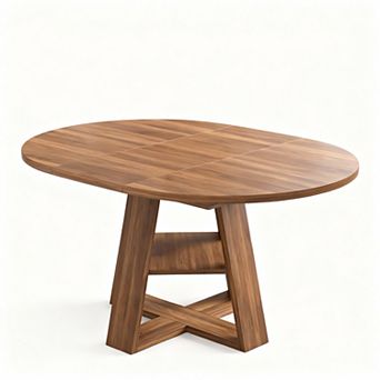 4-8 People Extendable Dining Table with Storage Shelf