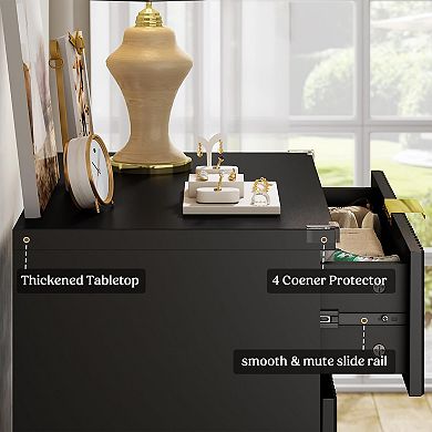 5 Drawer Modern Fluted Wood Dresser for Bedroom