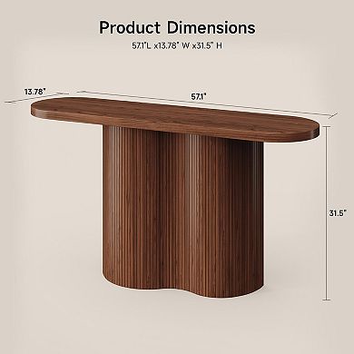 57-inch modern walnut entry table, console table. Waterfall design