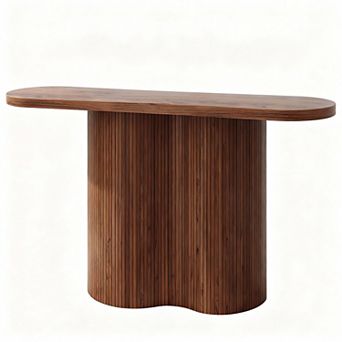 57-inch modern walnut entry table, console table. Waterfall design