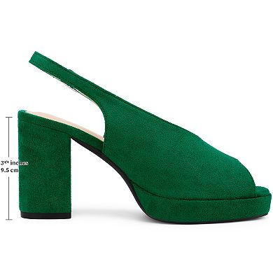 Women's Slingback Platform Heels Chunky Heel Sandals