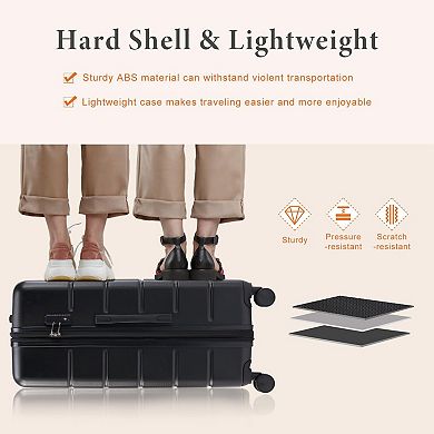 20" Expandable ABS Suitcase with Dual Wheels, TSA Lock, Wet/Dry Compartments