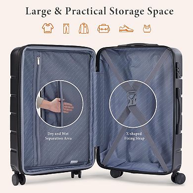 20" Expandable ABS Suitcase with Dual Wheels, TSA Lock, Wet/Dry Compartments