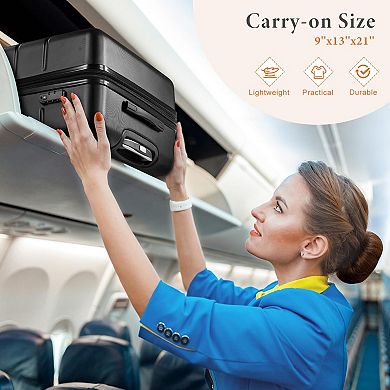 20" Expandable ABS Suitcase with Dual Wheels, TSA Lock, Wet/Dry Compartments