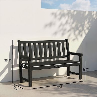 Outsunny 2-Person Outdoor Bench, HDPE Garden Bench for Backyard,