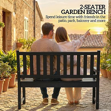Outsunny 2-Person Outdoor Bench, HDPE Garden Bench for Backyard,