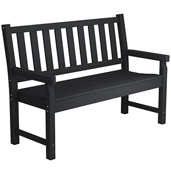 Outsunny 2-Person Outdoor Bench, HDPE Garden Bench for Backyard,