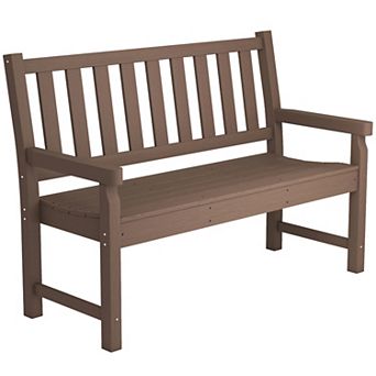 Outsunny 2-Person Outdoor Bench, HDPE Garden Bench for Backyard