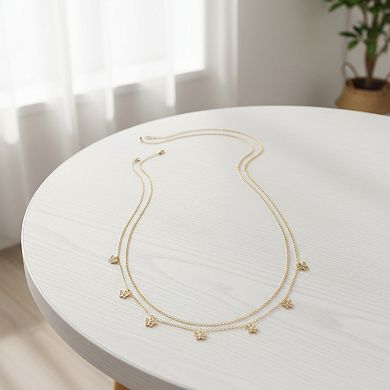 Women's Double Layer Butterfly Chain Belt with Dainty Charms and Adjustable Fit 26.5+9.8in